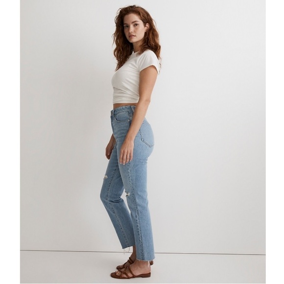 Madewell Curvy Perfect Vintage Jeans Bradwell Wash Raw Fray Hem Distressed Sz 27 - Picture 5 of 14